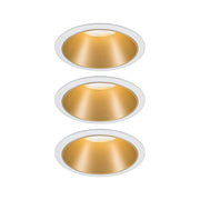 LED Einbauleuchte Cole Basis-Set Rund Weiß, Gold – drei eingelassene weiße Leuchten mit goldener Innenfläche, blendfreie, matte Beleuchtung