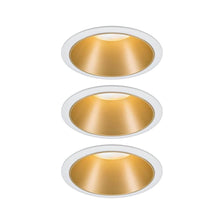 LED Einbauleuchte Cole Basis-Set Rund Weiß, Gold – drei eingelassene weiße Leuchten mit goldener Innenfläche, blendfreie, matte Beleuchtung