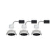 LED Einbauleuchte Cole Basis 3er-Set Weiß, Schwarz, moderne Einbauleuchten auf einer matten Oberfläche, blendfreies Licht.