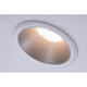 LED Einbauleuchte Cole in Weiß/Silber mit warmweißem Licht und mattem Design, ideal für blendfreie Beleuchtung.