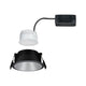 LED Einbauleuchte Cole LED Rund 8,8cm Schwarz, Silber mit schwarzem Gehäuse und matten, silbernen Details.