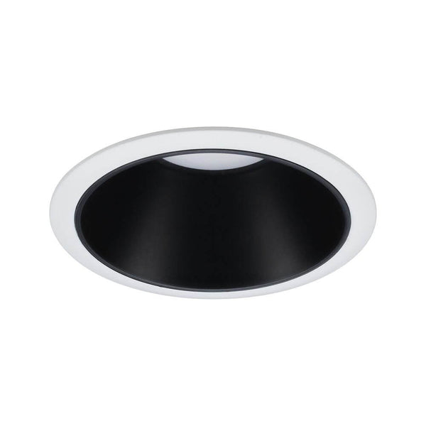 LED Einbauleuchte Cole LED Rund 8,8cm Weiß, Schwarz auf mattem schwarzen Hintergrund.