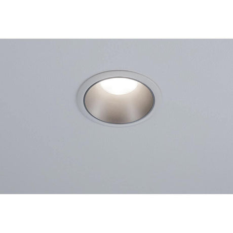 LED Cole recessed light LED Round 8.8 cm White, Silver, installed in the ceiling, glare-free light on a matte surface.