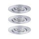 Drei schwenkbare LED Einbauleuchten Nova Mini Plus im Aluminium-Design, ideal für moderne Innenräume.