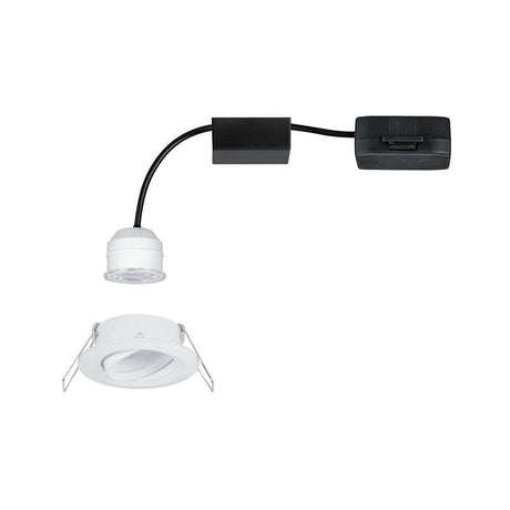 LED Einzelleuchte Nova Mini Plus Weiß-Matt mit schwenkbarem Leuchtenkopf und Steckverbinder.
