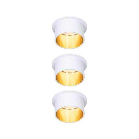 LED Recessed light Gil basic set round dimmable in a set of 3 in matt white and gold.