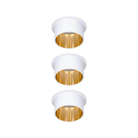 LED Recessed light Gil basic set round dimmable in a set of 3 with a white and gold design