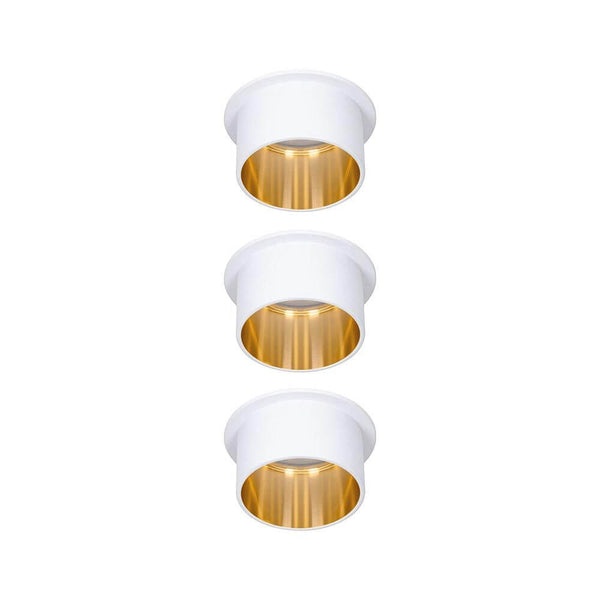 LED Einbauleuchte Gil Basis-Set Rund Dimmbar im 3er-Set mit weißem und goldfarbenem Design
