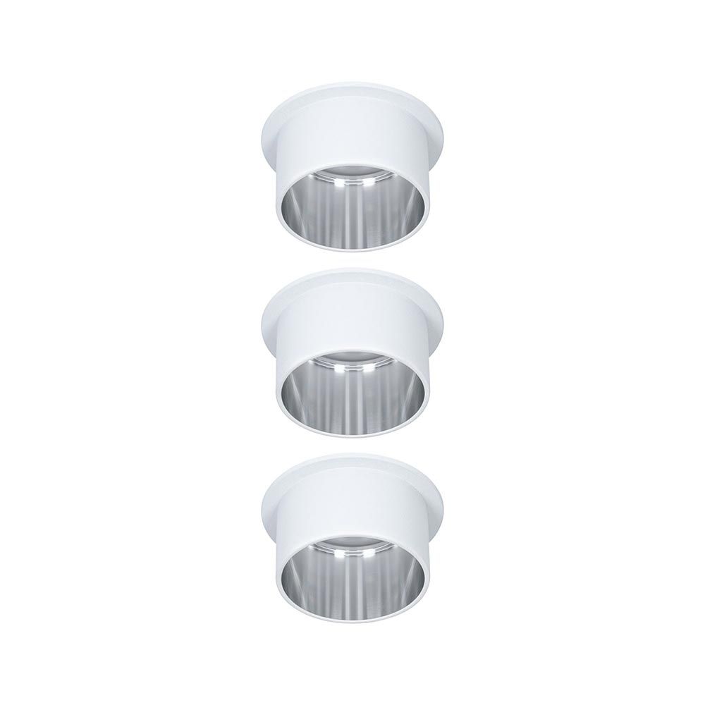 Weiß matt LED Einbauleuchten Gil im 3er-Set mit Stufen-Dimmer für blendfreie Raumbeleuchtung.