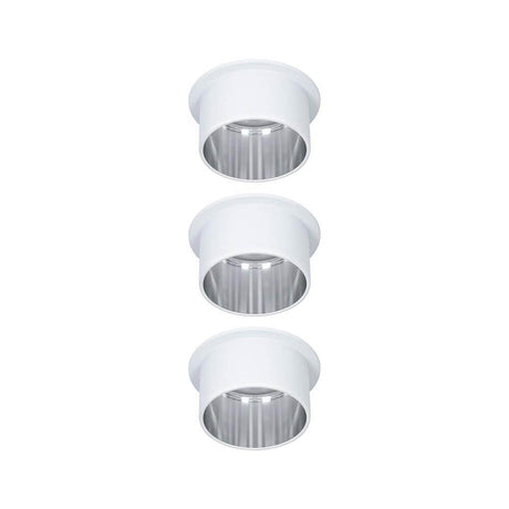 LED Recessed light Gil base set round with step dimmer in white with brushed iron, 3-piece set.