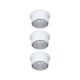LED Einbauleuchte Gil Basis-Set Rund mit Stufen-Dimmer in weiß mit gebürstetem Eisen, 3er-Set.