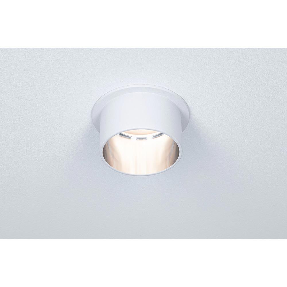 LED Einbauleuchte Gil Basis-Set Rund mit Stufen-Dimmer in Weiß matt, Eisen gebürstet, ideal für blendfreies Licht.