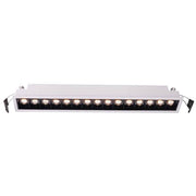 LED Gitterindbygningslys Line 1895lm 15x2W varm hvid, moderne gitterlys med hvid forsænket ramme.