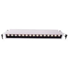 LED Raster-Einbauleuchte Line 1895lm 15x2W Warmweiß rechteckig für Decken, weiß-matter Aluminiumrahmen mit schwarzem Reflektor