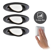 LED Einbauleuchte Nova LED Schwarz mit 3 Stufen-Dimmer: schwenkbarer, dimmbarer Einbaustrahler in Schwarz matt