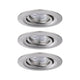 LED Einbauleuchte Nova Mini Basis-Set schwenkbar Rund 66mm, drei schwenkbare Einbauleuchten in Eisen gebürstet.