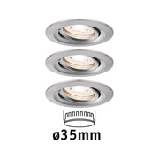 LED Einbauleuchte Nova Mini Basis-Set schwenkbar Rund 66mm mit drei schwenkbaren Leuchten und 35mm Coins.