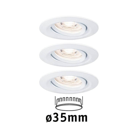 LED Indbygningslygte Nova Mini basissæt drejelig rund 66mm hvid med 3 drejelige Ø35mm lygter.