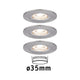 LED Einbauleuchte Nova Mini Basis-Set starr Rund 6,5cm mit 35mm Coins in Bürstenoptik, ideal für moderne Beleuchtung.