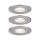 LED Einbauleuchte Nova Mini Basis-Set starr Rund 6,5cm in Eisen gebürstet, Set aus 3 Leuchten mit warmweißem Licht.
