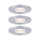 LED Einbauleuchte Nova Mini Basis-Set starr Rund 6,5cm in Alu gedreht, Set aus 3 Leuchten mit warmweißem Licht.