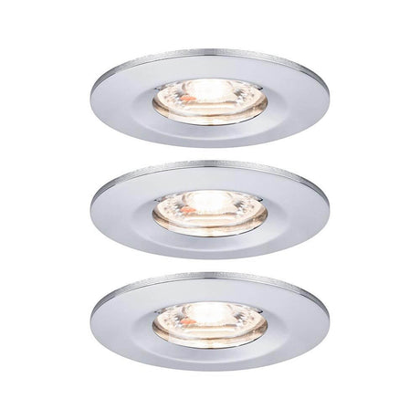 LED Einbauleuchte Nova Starr Mini Basis-Set Ø 6,5cm Chrom – Set aus 3 Einbauleuchten in Chrom, warmweißes Licht.
