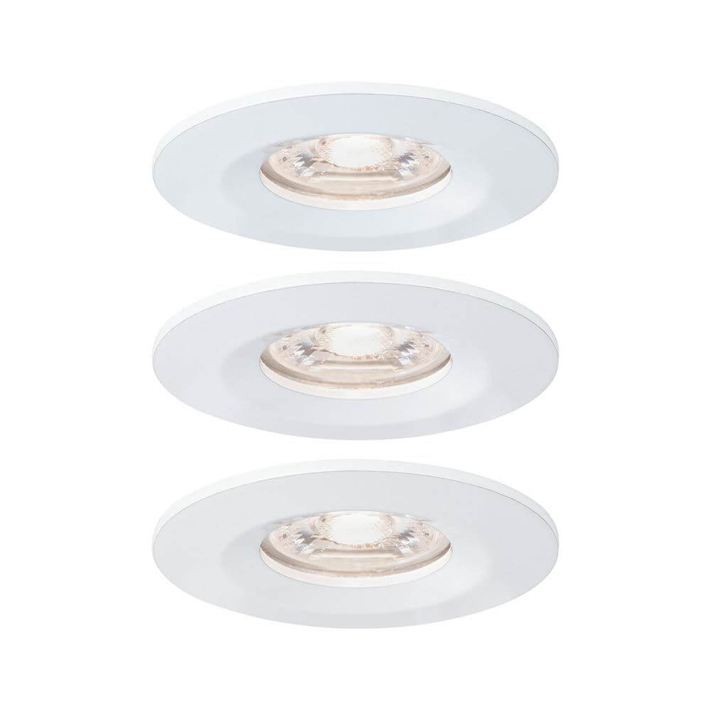 LED Einbauleuchte Nova Mini Basis-Set starr Rund 6,5cm Weiß-Matt - Set aus 3 Leuchten in Weiß matt.