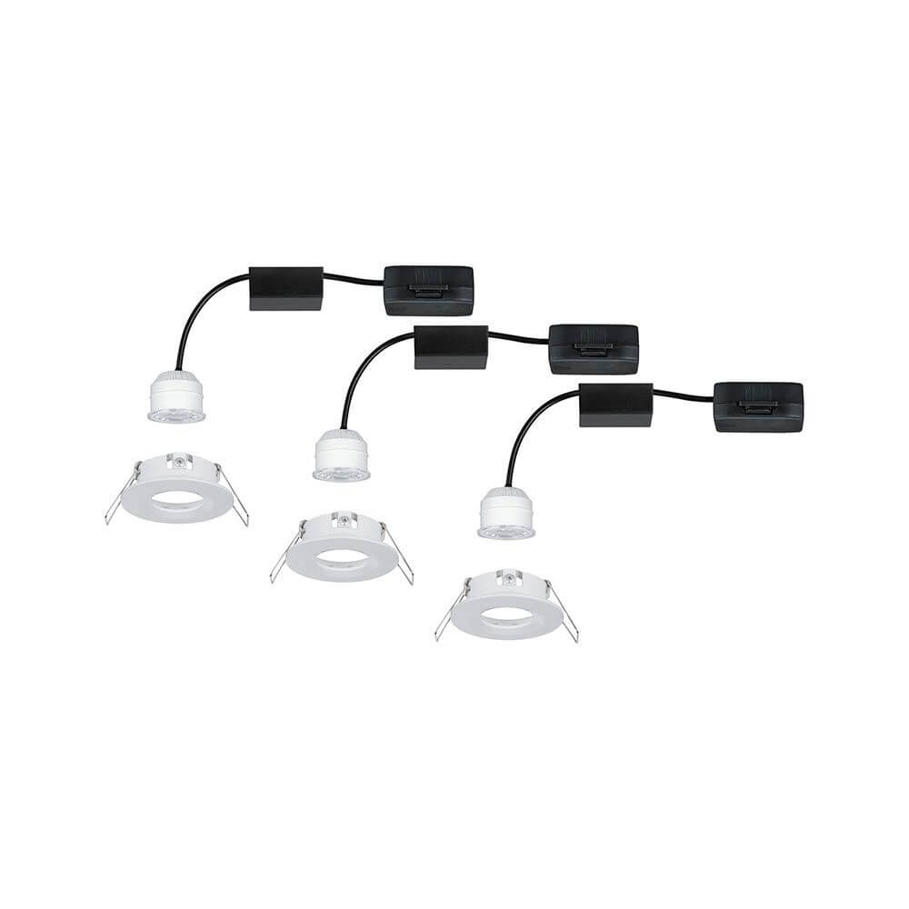LED Einbauleuchte Nova Mini Basis-Set starr Rund 6,5cm Weiß-Matt - Set aus 3 Leuchten mit flexibler Installation.