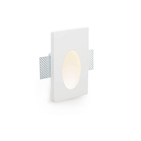 LED Wand-Einbauleuchte PLAS-1 1W 3000K Weiß in Weiß mit ovalem Lichtausschnitt, zeitloses Design.