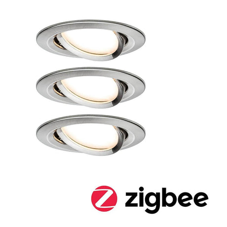LED recessed light Smart Home Zigbee Nova Plus basic set in modern design with three spotlights.