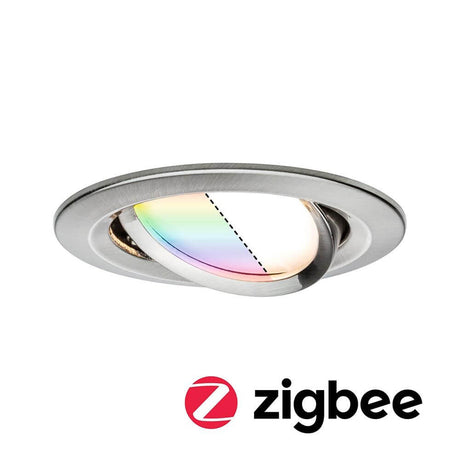 LED Einbauleuchte Smart Home Zigbee Nova Plus LED Dimmbar RGBW, einstellbarer RGBW Einbaustrahler mit warmweißem Weißdiode und Zigbee-Logo