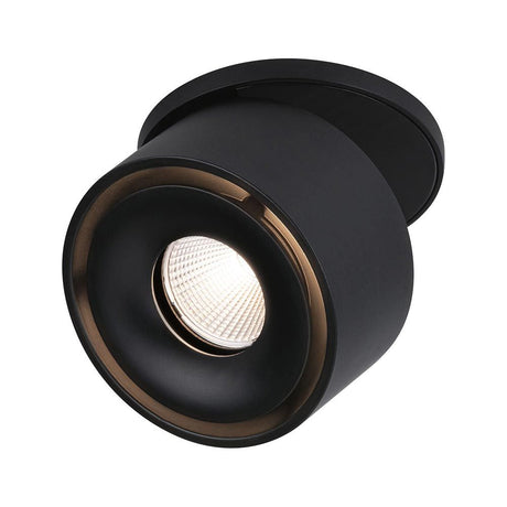LED Einbauleuchte Spircle Schwarz matt mit flexiblem Spotkopf für gezielte Beleuchtung in modernem Design.