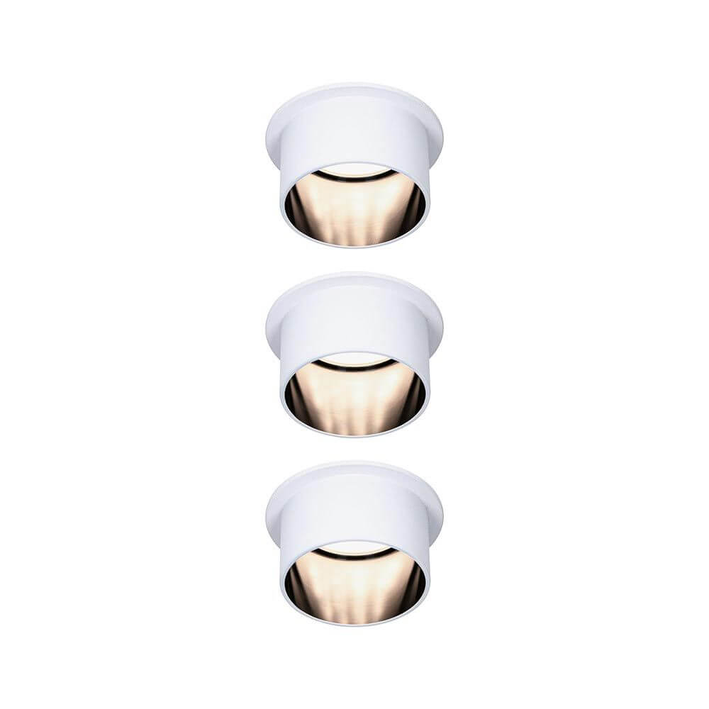 LED Einbauleuchte Stufen-Dimmer Gil LED Basis-Set Schwarz, Weiß im 3er-Set in Weiß matt.