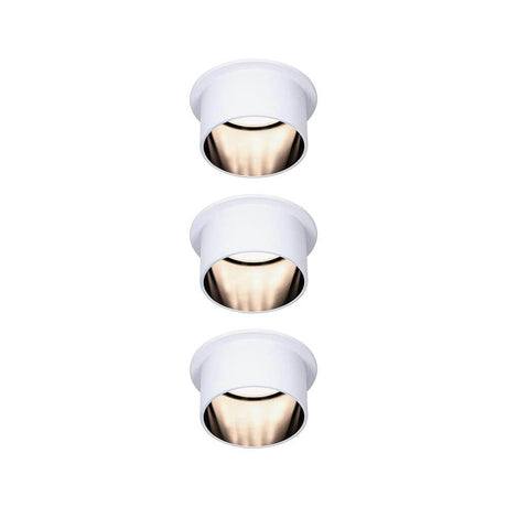LED Einbauleuchte Stufen-Dimmer Gil LED Basis-Set Schwarz, Weiß im 3er-Set in Weiß matt.
