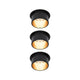 LED Einbauleuchte Stufen-Dimmer Gil Basis-Set 68mm Schwarz-Matt im 3er-Set mit goldfarbenem Innenleben.