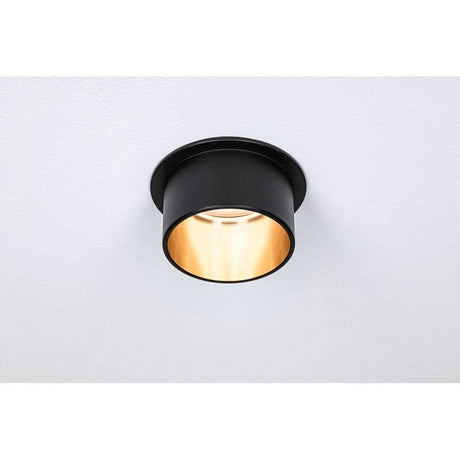 LED Einbauleuchte Stufen-Dimmer Gil Basis-Set 68mm Schwarz-Matt mit goldenem Innenleben an der Decke