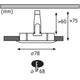 Schnittzeichnung der Einbauleuchte Nova Starr 3er Basis-Set Ø 7,8cm in 3 Stufen-Dimmbar mit Maßen.