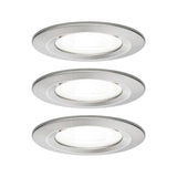 Einbauleuchte Nova Starr 3er Set dimmbar, Aluminium-Zink, Bürsteneisen-Finish, energieeffizient und modernes Design.