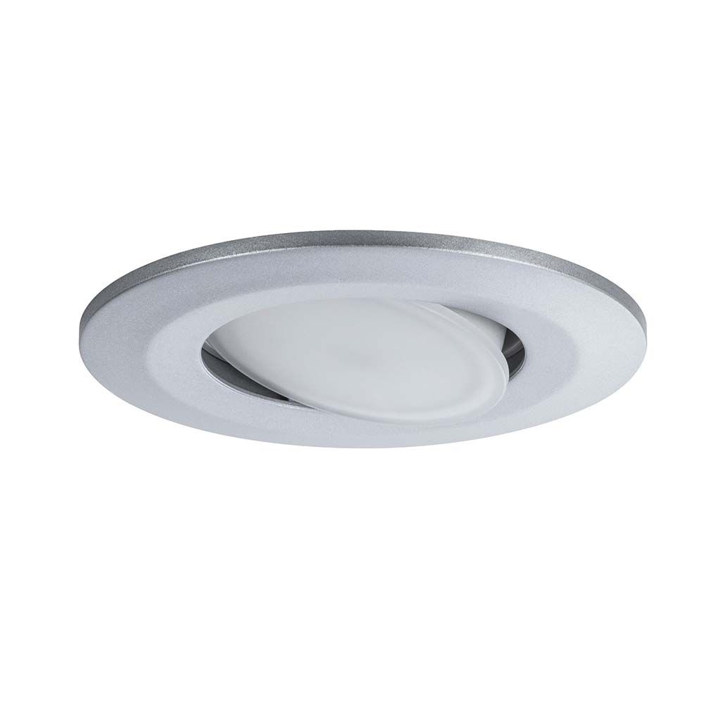 LED Einbauleuchte Calla IP65 in Chrom-Matt, dimmbar und schwenkbar, blendfrei und für direkte Verkettung geeignet.