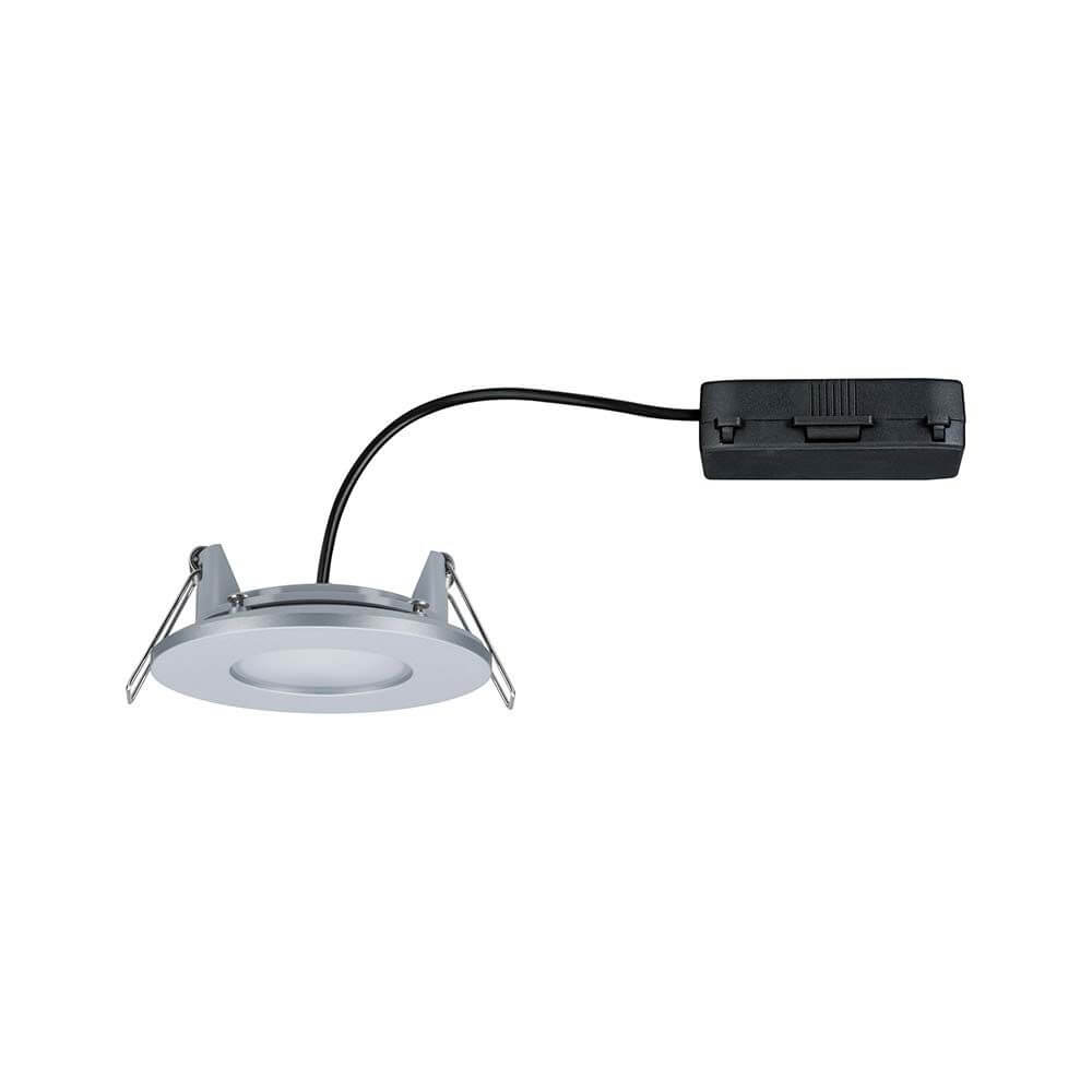 LED Einbauleuchten-Set Calla IP65 starr 4000K 230V Chrom mit Verbindungskabel und Montagesockel.
