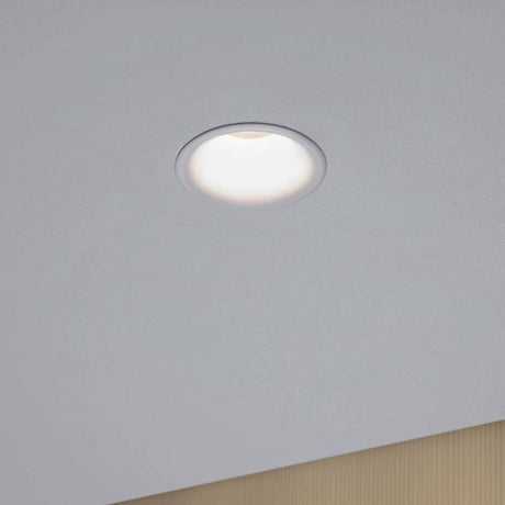 Randlose LED Einbauleuchte Cymbal in Weiß, dimmbar, warmweiß, IP44, für blendfreie Beleuchtung.