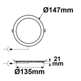 Pannello di installazione a LED Ø 15 cm piatto bianco rotondo dimmerabile 9w bianco caldo