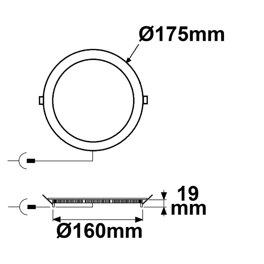 LED installationspanel ø 17,5 cm flad rund sølv dæmpbar 12W varm hvid