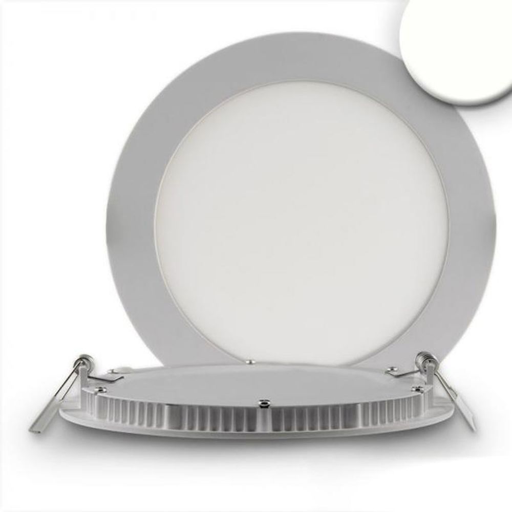 LED installationspanel ø 17 cm flad runde sølv dæmpbar 12w neutral hvid