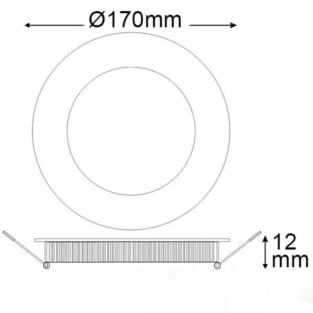 LED Einbaupanel Ø 17cm flach rund silber Dimmbar 12W Neutralweiß  Pro-Light   