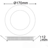 LED installationspanel ø 17 cm flad runde sølv dæmpbar 12w neutral hvid