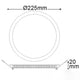 LED Einbaupanel Ø 22,5cm flach rund silber 18W Warmweiß technische Abmessungen Ø225mm und Höhe 20mm