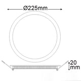 LED installationspanel Ø 22,5 cm flad runde sølv dæmpbar 18W varm hvid