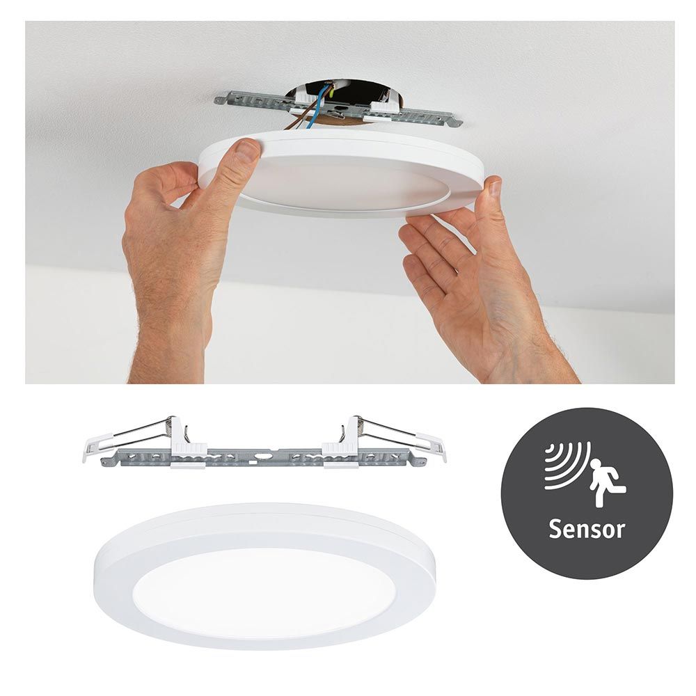 Installation eines LED Einbaupanels 2 in 1 Cover-it mit Sensor, Montageanleitung und Halterung.