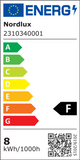 LED Einbaustrahler Albric IP44 Energielabel mit Effizienzklasse F Nordlux